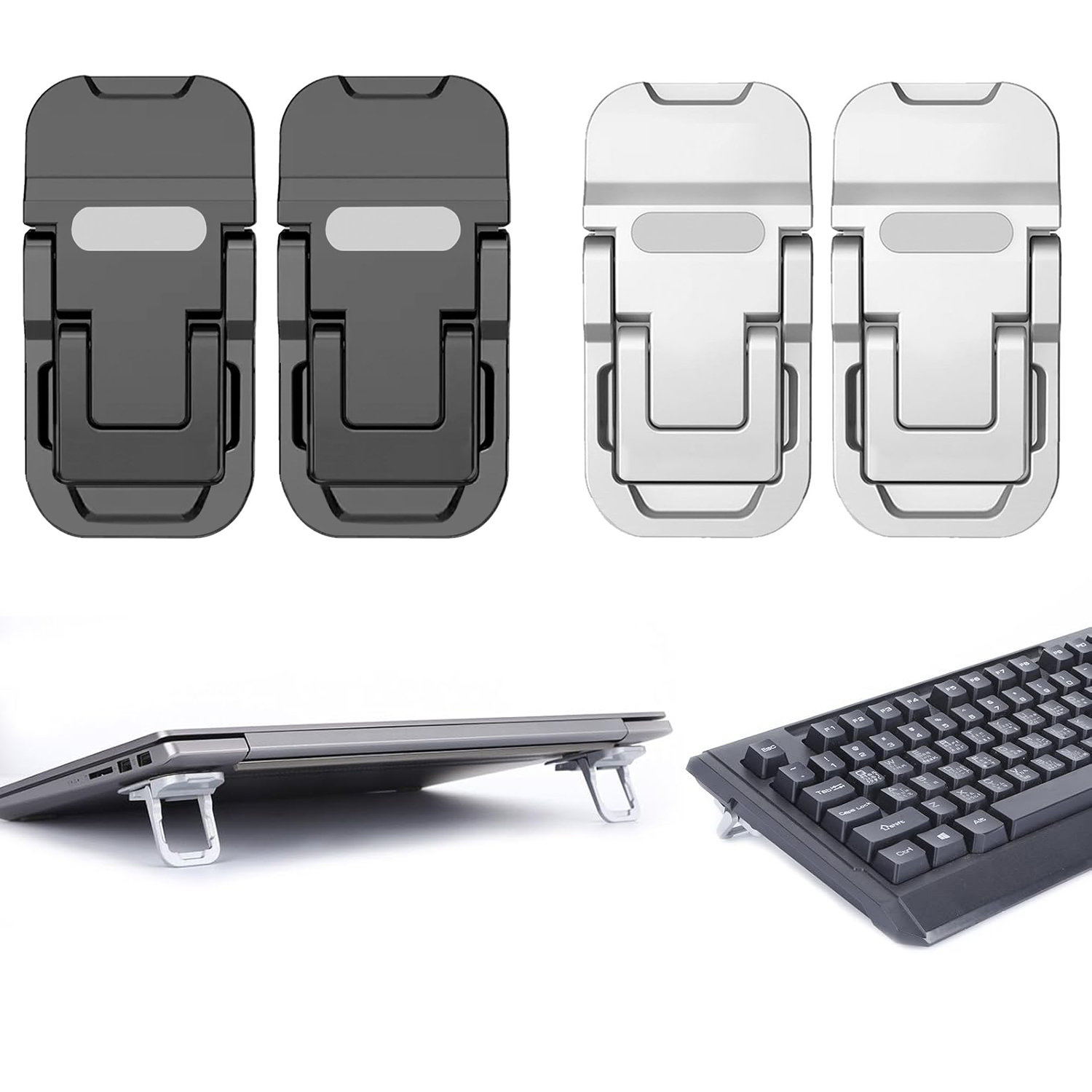 Adjustable Laptop Table - ขาตั้งโน้ตบุ๊กแบบพับได้ 2 ชิ้น ปรับระดับได้ ใช้ได้กับโน้ตบุ๊กทั่วไป พร้อมที่วางคีย์บอร์ดช่วยระบายความร้อน