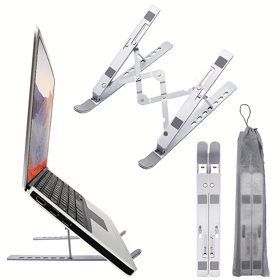 Adjustable Laptop Table - ขาตั้งแล็ปท็อปพับได้ทำจากโลหะผสมสังกะสี รองรับแท็บเล็ตและแล็ปท็อปขนาด 10-15.6 นิ้ว พกพาสะดวกและมั่นคง ปรับมุมได้สำหรับการทำงานและการเล่น