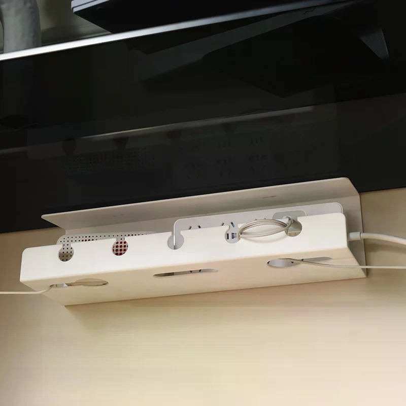 Cable Tray Under Desk - ถาดจัดเก็บสายเคเบิลใต้โต๊ะพร้อมที่ยึดสายไฟแบบหนีบ ไม่ต้องเจาะ แข็งแรง ทนทาน จัดเก็บอุปกรณ์ได้กว้างขวาง
