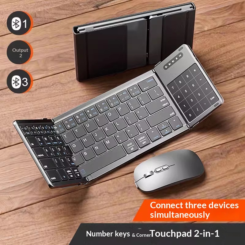 Adjustable Laptop Table - เม็งซู่ ไตร โฟลด์คีย์บอร์ดไร้สายบลูทูธพร้อมทัชแพดตัวเลขรองรับสามอุปกรณ์และชุดเมาส์สำหรับเดสก์ท็อปแล็ปท็อป