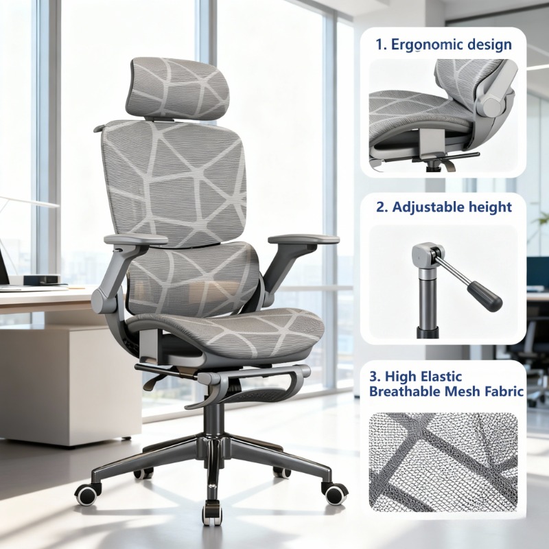 Office Furniture Zone - เก้าอี้สำนักงาน/เล่นเกม Air Titan แบบตาข่ายเต็มตัว รองรับสรีระ ออกแบบพนักพิงหลังสามโซน
