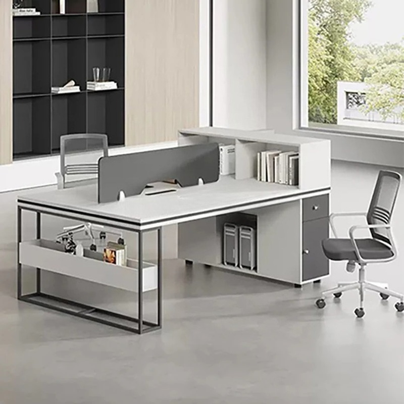 Office Furniture Set - ชุดโต๊ะทำงานและเก้าอี้สำนักงาน โต๊ะคอมพิวเตอร์ทันสมัยพร้อมลิ้นชักเก็บของและฉากกั้น เฟอร์นิเจอร์บ้าน เก้าอี้หมุน ชุดโต๊ะ