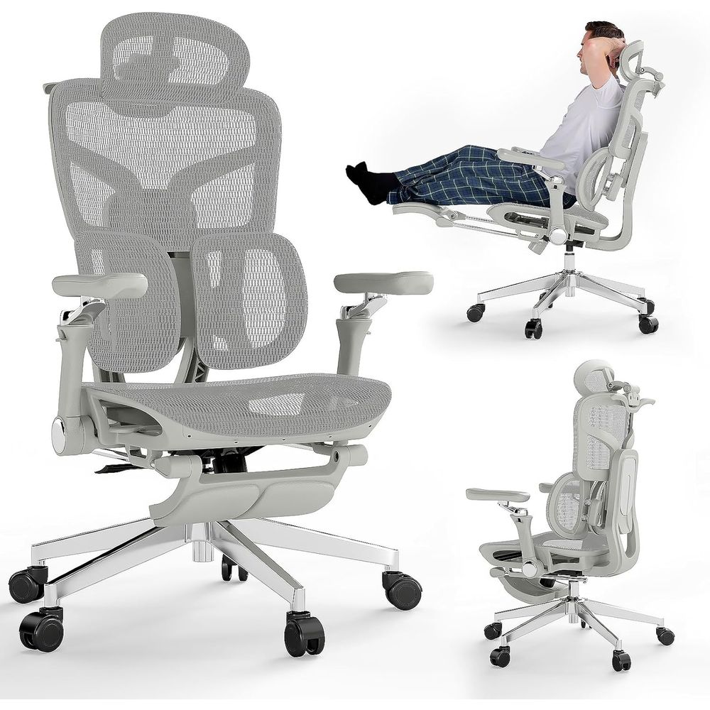Office Furniture Zone - เก้าอี้สำนักงานตามหลักสรีรศาสตร์พร้อมที่วางเท้าและพนักพิงรองรับหลัง | ที่วางแขน 6D, ที่พักแขน 3D,